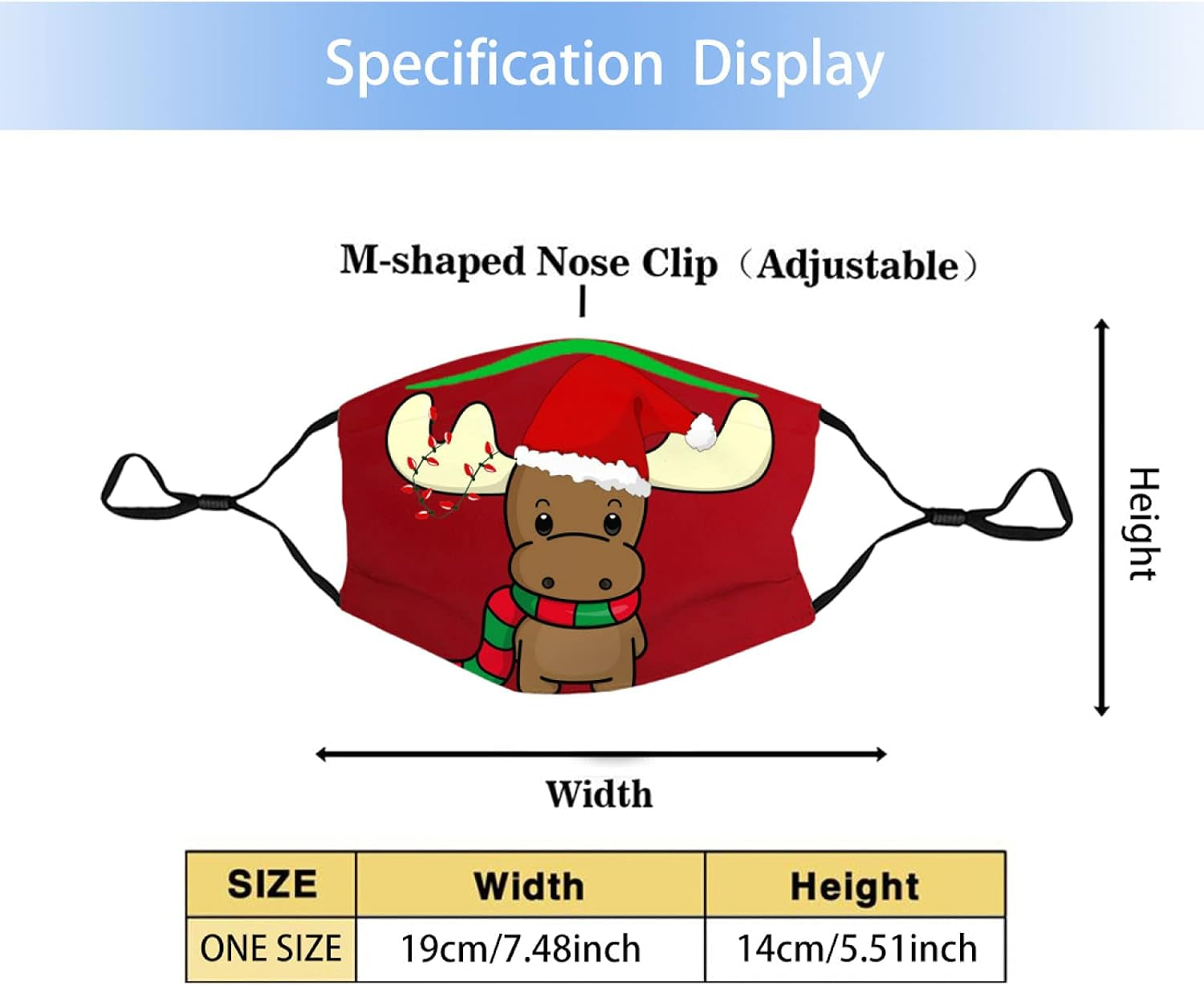 2Pcs Christmas Cute Reindeer Face Mask with 4 Filter Washable Christmas Balaclava Windproof Dustproof Adjustable Unisex Merry Christmas 10