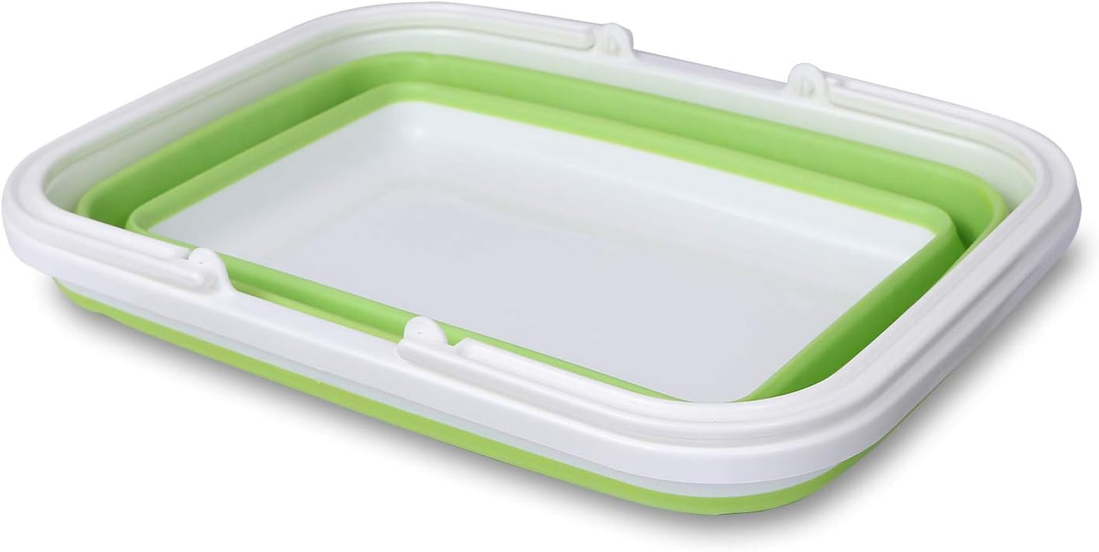 2 Pack Collapsible Camping Sink, 2.37Gal/9L Portable Wash Basin with Handle for Camping Hiking and Home, Green and Grey